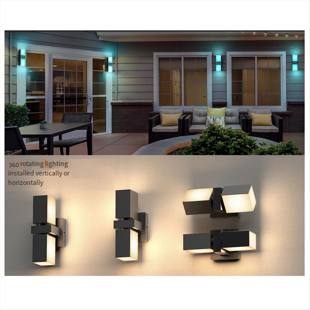 Smart Garden Smart Fence - مصباح حائط LED مزدوج الرأس AA19،